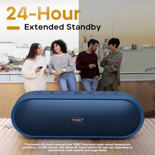 Tribit XSound Plus2 30W 5.3 Bluetooth Wireless Speakers,Powerful Louder Stereo Sound with Bass-enhanced XBass Function,24H Playtime,IPX7 Waterproof,Built in Mic,150ft BT Range for Home/Outdoor (Blue)