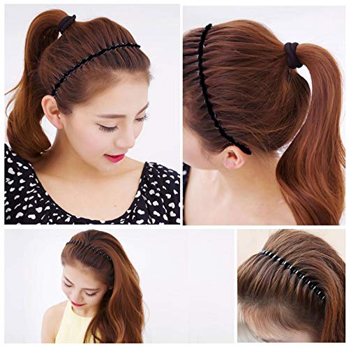 Timoo 5 PCS Metal Spring Wavy Hairband Hair Hoop, Simple Fashionable Headband Headwear Accessories for Men, Women, Black