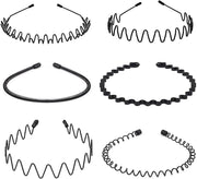 Shining Diva Fashion 6 Pcs Combo Hair Band for Men Boys Women Girls Kids Black Metal Hairband Headbands Sports Yoga Face Wash Facial Hair Accessories (15905HB)
