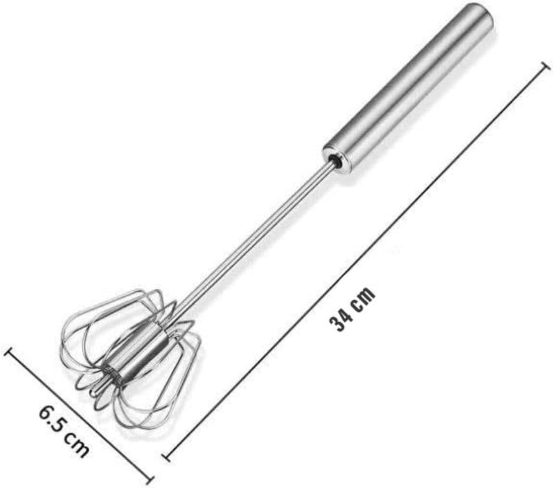 MARKQ Semi-Automatic Egg Whisk, 14 Inch Stainless Steel Handheld Whisk For Home Blending, Milk frother, Whisking, Egg Beating, Stirring, Hand Push Rotary - Large