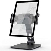 KABCON Tablet Stand Holder, Tightness Adjustable Multi-Angle Foldable Eye-Level Aluminum Solid Tablets Stands Dock for 4''-14''Tablets/Phone, iPad Series,Samsung Galaxy Tabs,Kindle Fire,Etc. - Grey