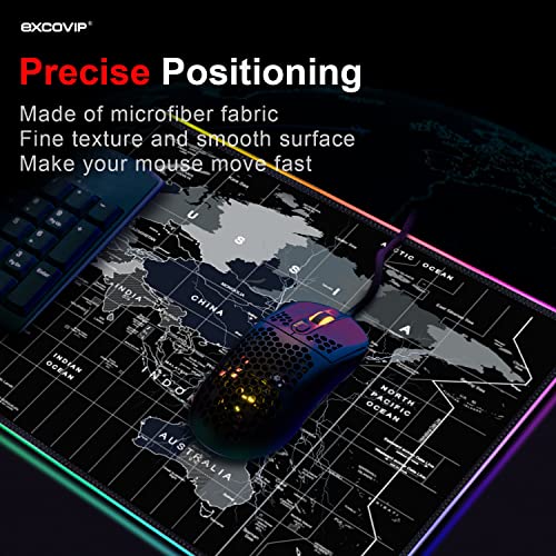 EXCOVIP Extended RGB Mouse Pad Mat, 14 Modes Large Office Table Desk Mat 800x300mm Gaming Lighting Led Mousepad for PC Computer Keyboard Anti-Slip (RGB World) 8424