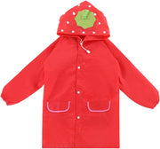 Children's raincoats, Cartoon Kids Rain Jacket, Boys Girls Hooded Rain Poncho Outdoors Kids Transparent Raincoat Student Rain Suit Waterproof Durable Windbreaker - Red Strawberry