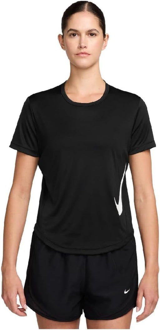 Womens Tempo Swoosh Dri-FIT Short Sleeve TEES AND T-SHIRTS (pack of 1) - BLACK/(WHITE)