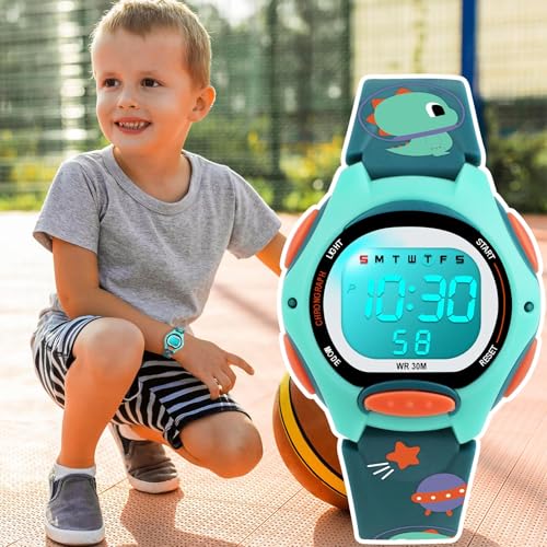 Azonee Kids Watch Digital with Cartoon Soft Strap, Kids Waterproof Watch with Alarm Clock, Sport Watch with Stopwatch, Cute Kids Presents for Girls Boys Ages 5-13