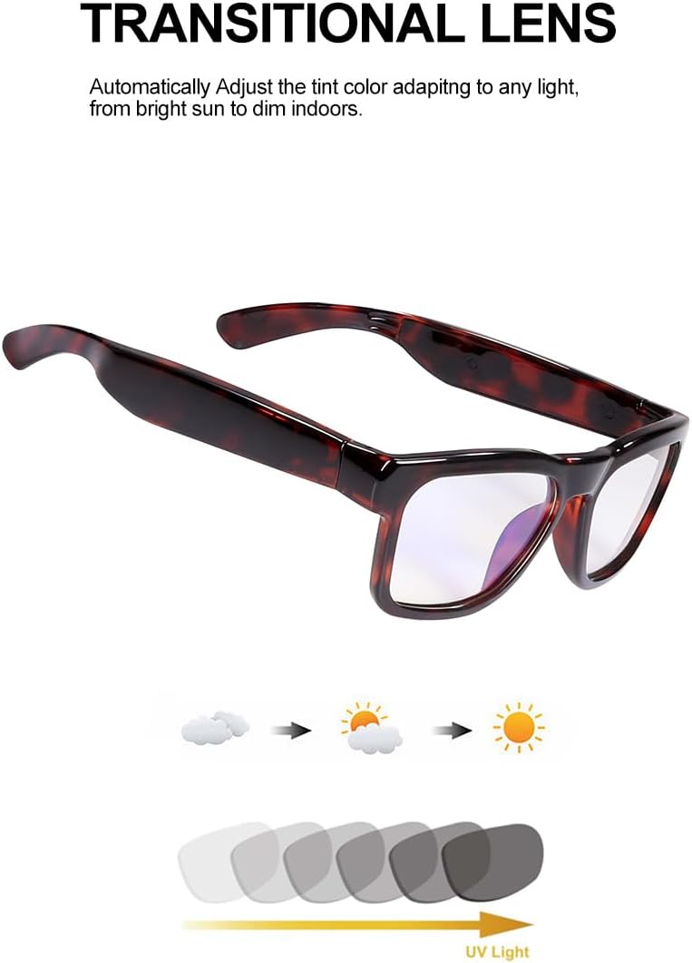 OhO sunshine OhO Bluetooth Sunglasses,Voice Control and Open Ear Style Smart Glasses Listen Music and Calls with Volume UP and Down,Bluetooth 5.0 Audio Glasses and IP44 Waterproof, unisex-adult