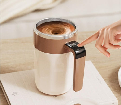 HULPPRE Automatic Self-Stirring Coffee Mug with Smart Temperature Control,400ml 316 Stainless Steel Electric Mixing Cup with Lip,Type-C Rechargeable,One-Touch Stirring for Coffee,Milk,Protein Powder - Beige