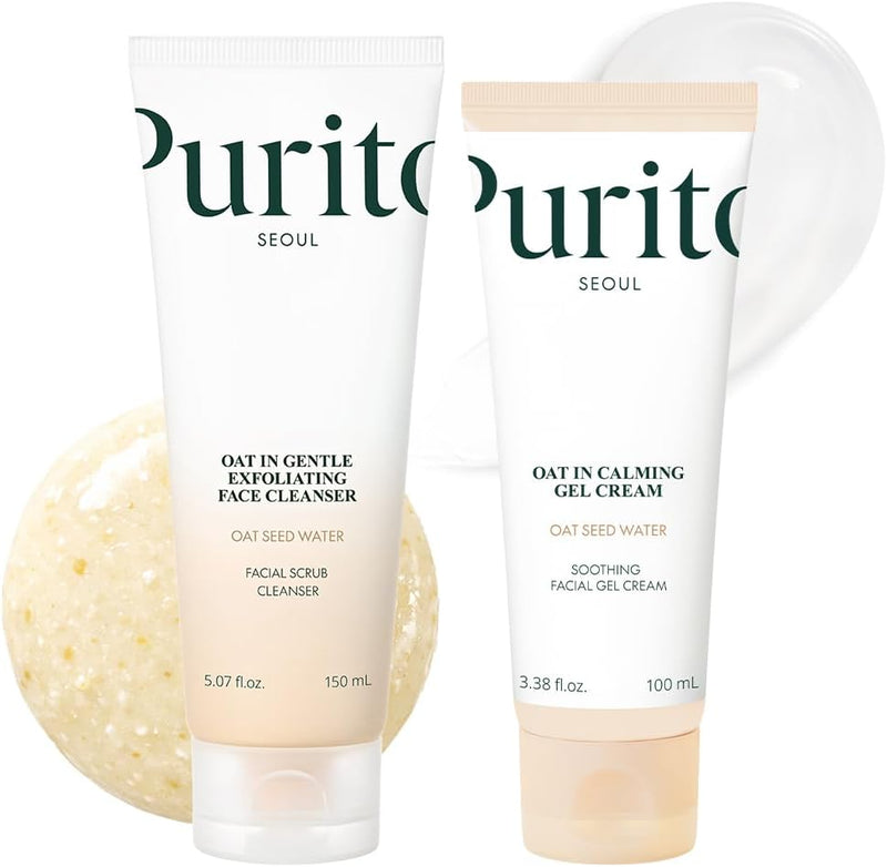 PURITO Mighty Bamboo Panthenol Cream, Glow Cream, Skin Barrier Repair, for All Skin Types, Daily Face Moisturizer, Glass skin, Vegan, Korean Skin Care 3.38fl.oz / 100ml - Oat Duo