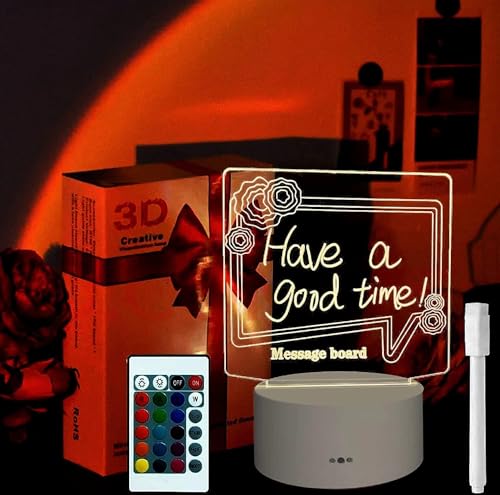 Personalized DIY Message Board Night Light, USB Powered Table Lamp with Erasable Pen and Remote Control, Office Room Desktop Decoration, Gifts for Wedding Anniversary Birthdays Gifts for Adults Kids