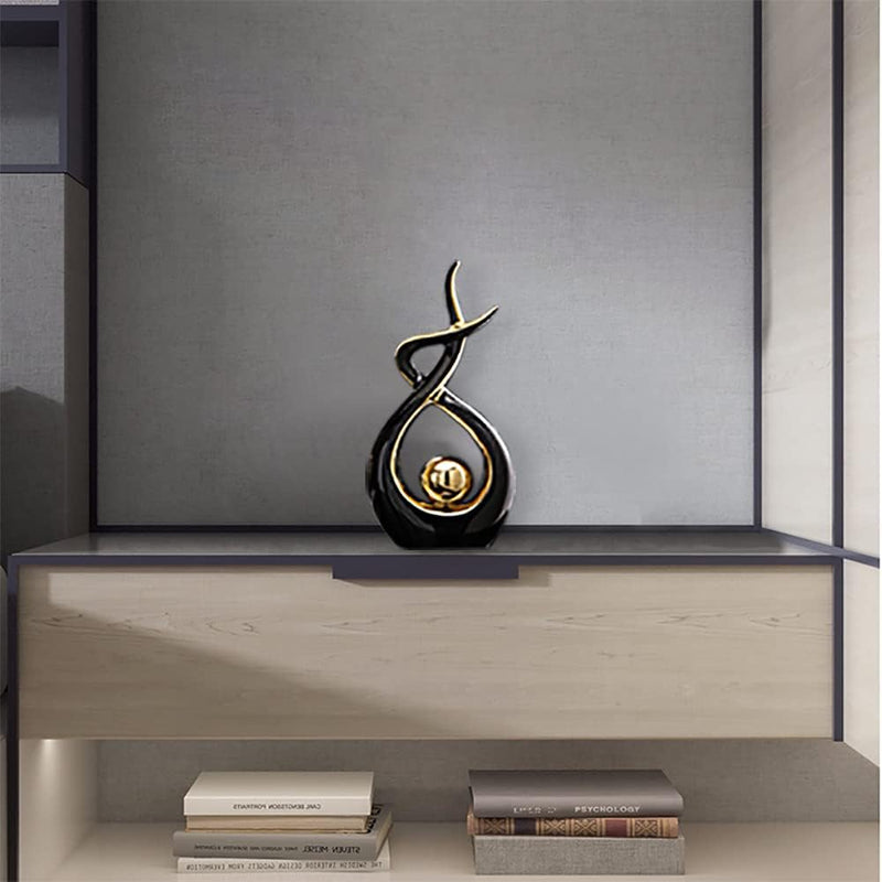 Norrclp Home Decor Modern Abstract Art Ceramic Statue Table Decorations for Dining Room Living Room Office Centerpiece, Green and Gold