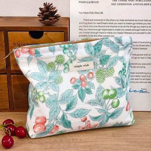 STARDW Flower Cosmetic Bags Makeup Bags for Women and Girls,Travel Makeup Bag Large Capacity Canvas Makeup Bag,Makeup Organizer Bag Zipper Pouch, Embossed pink, Large Capacity Aesthetic Makeup Bags