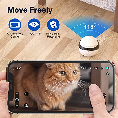 Enabot EBO SE Pet Robotic Camera with Wheels, 1080P Indoor Surveillance Camera, Auto Cruise, Two-Way Audio and Night Vision