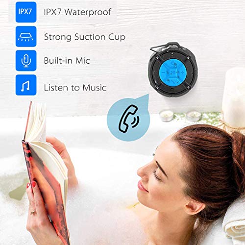 Talen Shower Speaker Waterproof IPX7 Bluetooth Speaker with Suction Cup & Hook - Shower Radios, Waterproof Speaker with Louder HD Sound for Bathroom, Pool, Beach, Outdoor