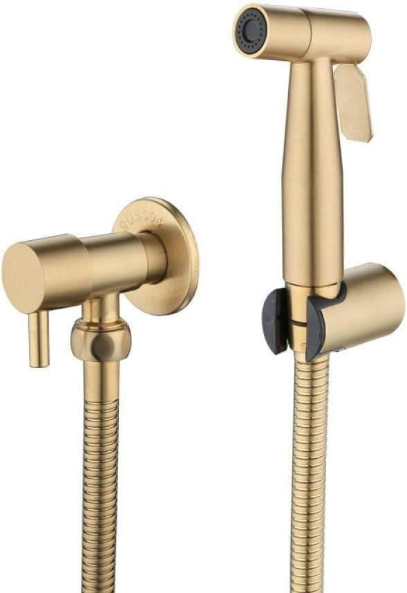 KEKEYANG Handheld Toilet Spray Stainless Steel Douche Set for Cloth Diaper Baby - Antique Brushed Gold Faucet Kit Handheld Bidet Sprayer Bathroom