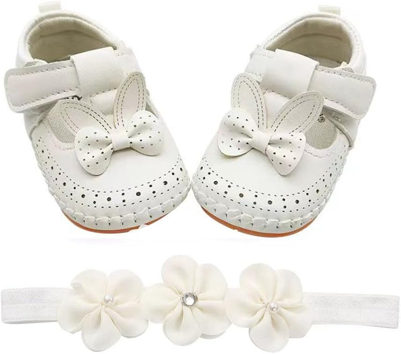JZLIFE First Walking Shoes,Anti-slip,Comfortable and Breathable Baby Shoes with Hair Band,Baby Gift for Newborn Baby