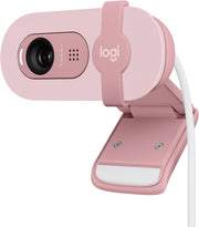 Brio 100 Full HD 1080p Webcam for Meetings and Streaming, Auto-Light Balance, Built-In Mic, Privacy Shutter, USB-A, for Microsoft Teams, Google Meet, Zoom and More - White - Rose