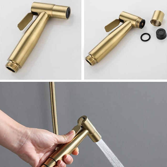 2 Pieces Bidet Toilet Sprayer Head Stainless Steel Handheld Bidet Sprayer Cloth Bathroom Diaper Sprayer for Kitchen and Toilet Cleaning (Bidet Sprayer Head) Golden