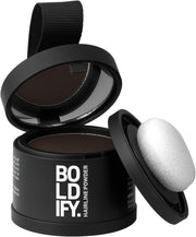 BOLDIFY Hairline Powder, Instantly Conceals Hair Loss and Fills In Receding Hairlines, and Wide Parts, Stain-Proof 48 Hour Formula for Hair & Beard, Root Concealer & Gray Hair Coverage (Medium Brown) - Dark Brown