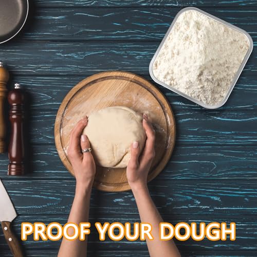 Wensdr 3 Packs Large 6.3Inches Square Stainless Steel Pizza Dough Proofing Containers with Lids,Food Storage Box with Sealing Cover 6.3x6.3x4.72(2500ML
