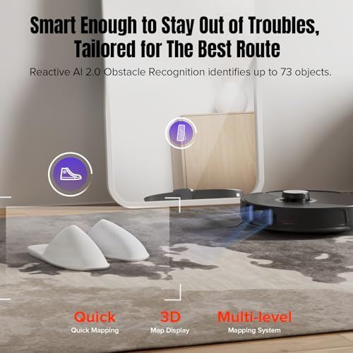 roborock S8 MaxV Ultra Robot Vacuum & Sonic Mop, 10000 Pa Suction, Corner to Edge Deep Cleaning, Hot Air Self-Drying, Auto Empty & Refill, Detergent Dispenser, Obstacle Avoidance,Black