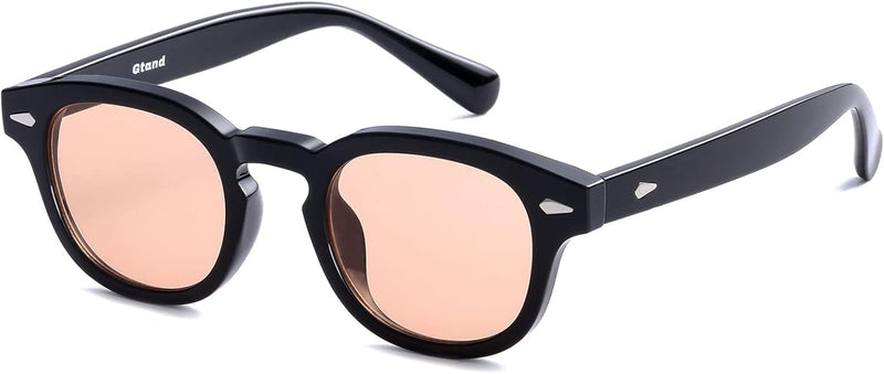 Unisex Vintage Retro Round Style Tinted Sunglasses For Men Women Fashion Circle Sun Glasses 46mm - C31 Black Frame/Light Brown Tinted Lens