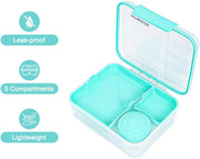 3/4/5 Compartment Convertible Bento Lunch Box with Gravy Bowl, Green
