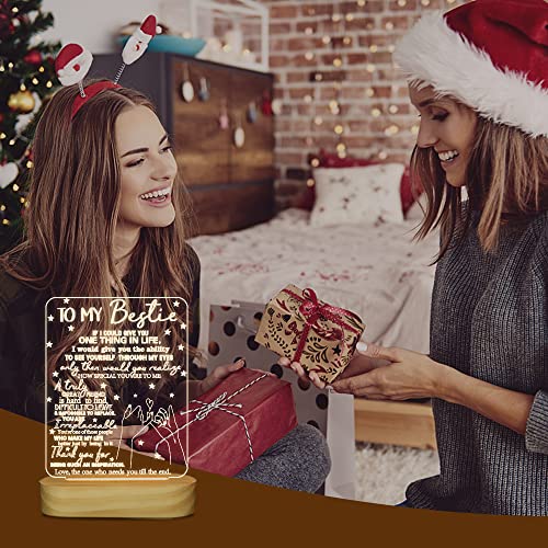 to My Bestie Gifts,3D Illusion Lamp I Love You Friends Night Light for Best Friend Sister Boys & Girls Women BFF Birthday Holiday Friendship, Soft Warm White Colors LED Wooden Table Lamp