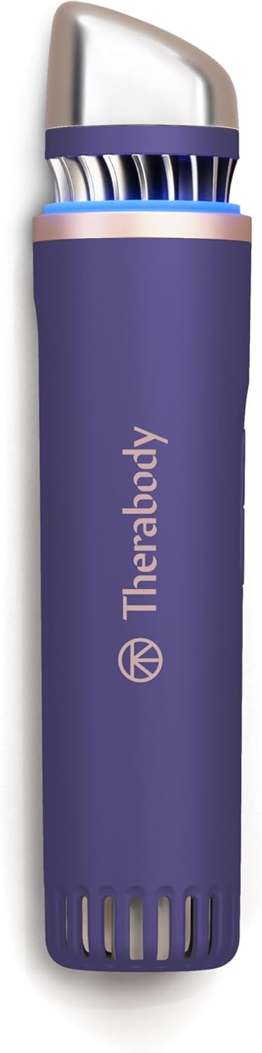 TheraFace Depuffing Wand Cold and heat skincare treatment to depuff and glow; beauty wand, face roller and eye massager for dark circles and radiant skin, Indigo - Off White