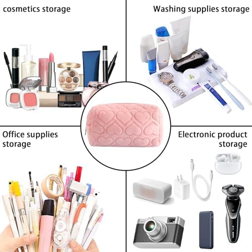 LYDZTION Plush Makeup Bag Cosmetic Bag for Women,Zipper Large Solid Color Travel Toiletry Bag Travel Make Up Toiletry Bag Washing Pouch, white