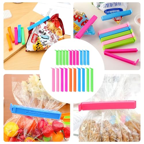 20 Pcs Food Bag Clips, 7.5/11cm Reusable Sealing Clips for Foods Storage Bag,Multicoloured Plastic Freezer Bag Clips,Kitchen Clip Set for Sealing Snack Bags and Keeping Food Fresh Longer