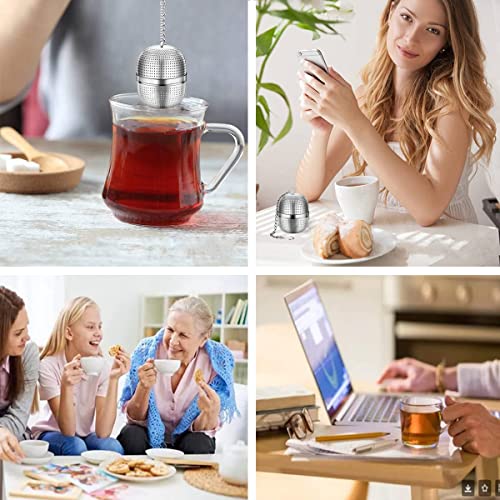 Azonee Tea Infuser for Loose Tea, Stainless Steel Tea Infuser Mesh Tea and Herb Ball Strainer, Tea Ball Strainers Infuser with Drip Trays, for Loose Leaf Tea, Herbal Tea, Mugs Teapots Spice(2 Pcs)