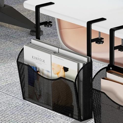 Uniface Mesh Metal Under Desk Drawer,Hanging Desk Organizer,Clamp On Under Desk Storage,Desk Side Storage for Office and Home