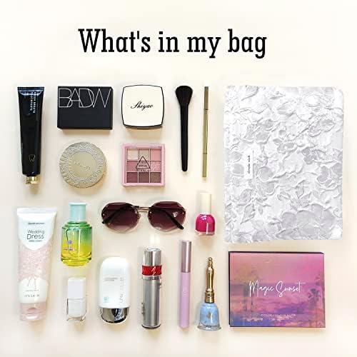STARDW Flower Cosmetic Bags Makeup Bags for Women and Girls,Travel Makeup Bag Large Capacity Canvas Makeup Bag,Makeup Organizer Bag Zipper Pouch, Embossed pink, Large Capacity Aesthetic Makeup Bags