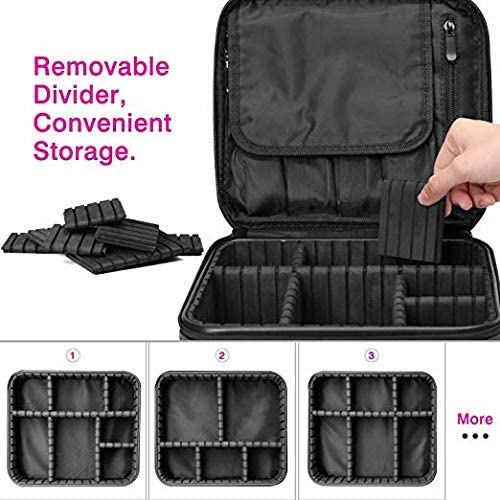 Onesea Travel Makeup Case, Cosmetic Organizer Bag Makeup Train Case With Compartment Makeup Bursh Set Storage Bag (Black)