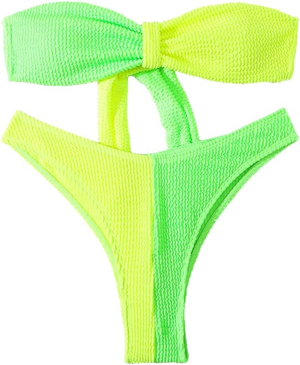 JFYZLT Women Swimsuit Female Micro Bikini Sexy Swimwear Women Bandeau Bikini Set Swimming Suit Bathing Suits Beach Wear, M