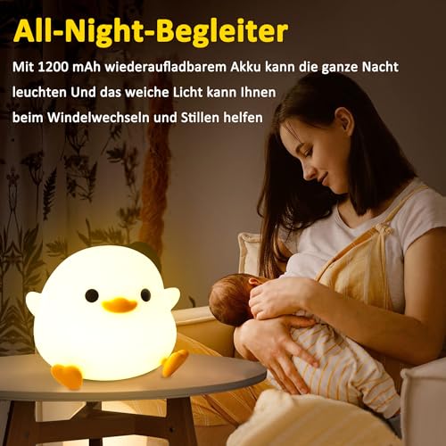 OkiyiD Duck Night Light, Cute Duck Gifts for Girl, Duck Lamp Gifts Dorm Decor Lamp for Nursery, ABS+SIL, Touch Control, Portable and Rechargeable Dimmable, Birthday Gifts for Boys Girls (DoDo Duck)