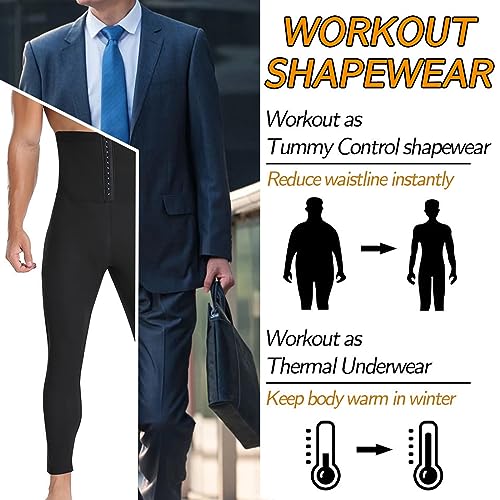 Men's Sauna Sweat Leggings, High Waist Tummy Control, Compression Slimming Pants