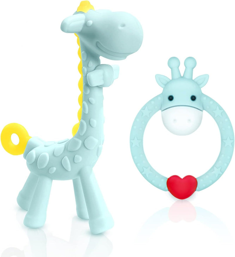 SHARE&CARE BPA Free Silicone Fruit Baby Teether Toy with Storage Case, for 3 Months Above Infant Sore Gums Pain Relief (5 Fruits)