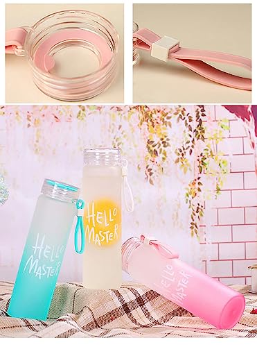 BLUEWORD Water Bottle, Hello Master Water Bottles Colorful Bottle with Airtight Cap Holder Strap, for School, College, Office (White)