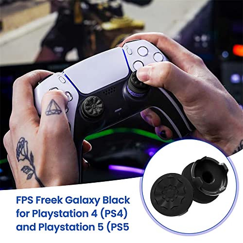 FPS Freek Galaxy Black for PlayStation 4 (PS4) and PlayStation 5 (PS5) Performance Thumbsticks, Compatible Controller Grip Performance, Galaxy Themed Thumbstick Covers (1 High-Rise, 1 Mid-Rise, Black)