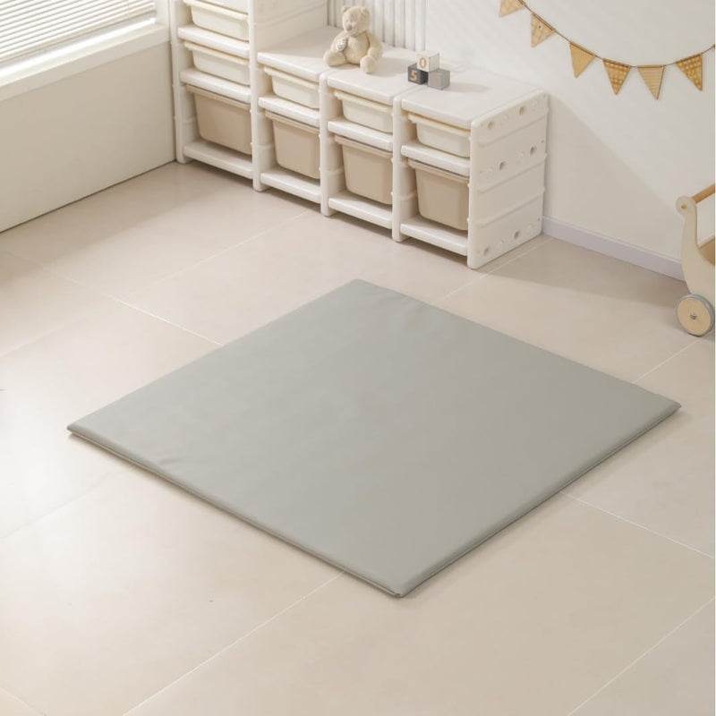 Padded Extra Thick & Super Soft Vegan Leather Baby Play Mat, Foam Cushioned & Waterproof Playpen Mat for Infants and Toddlers, Stylish and Just Wipe-Clean Playmat for Baby on Floor (120*120) (Beige)