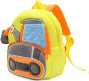 Cute Toddler Backpack,Cartoon Kids Animal Backpack,Soft Plush Rucksack for Preschool Kindergarten for Ages 2-6 Year - Bulldozers