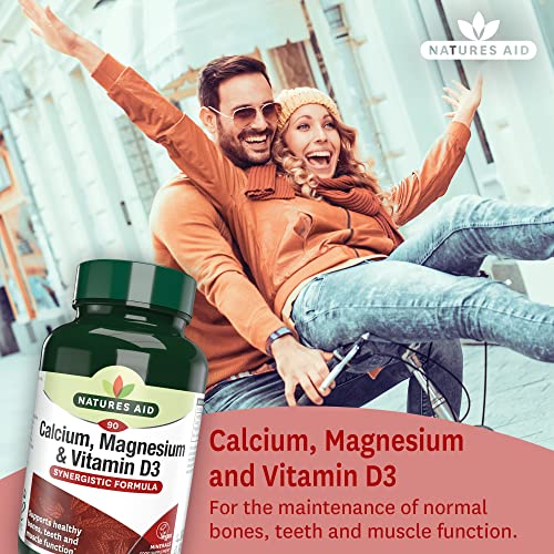 Natures Aid Calcium, Magnesium and Vitamin D3 | 60 Tablets | For the Maintenance of Normal Bones, Teeth, and Muscle Function | Suitable for Vegetarians and Vegans