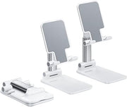Adjustable Cell Phone Stand, Foldable Portable Phone Stand Phone Holder for Desk, Desktop Tablet Stand Compatible with Smartphone, iPad, and tablets (White) - White