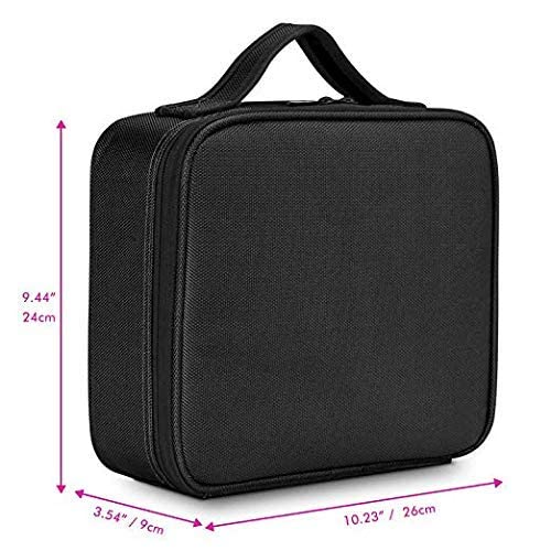 Onesea Travel Makeup Case, Cosmetic Organizer Bag Makeup Train Case With Compartment Makeup Bursh Set Storage Bag (Black)