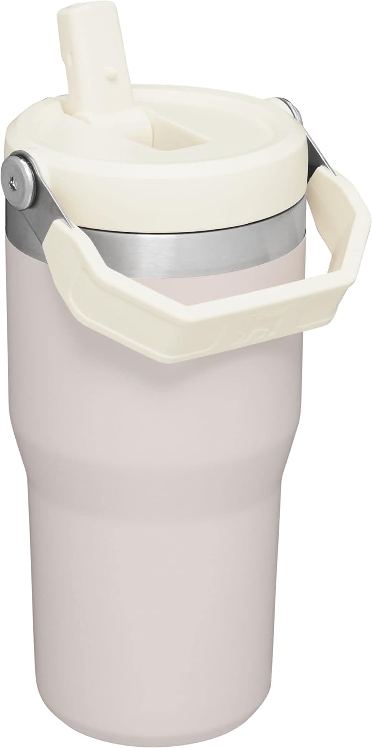 Stanley IceFlow Stainless Steel Tumbler with Straw - Vacuum Insulated Water Bottle for Home, Office or Car - Reusable Cup with Straw Leakproof Flip - Cold for 12 Hours or Iced for 2 Days (Rose Quartz)