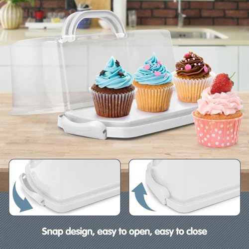 THE WHITE SHOP 2 pcs Plastic Rectangular Bread Box with Clear Lid, Loaf Cake Keeper, Portable Bread Keeper Storage Container