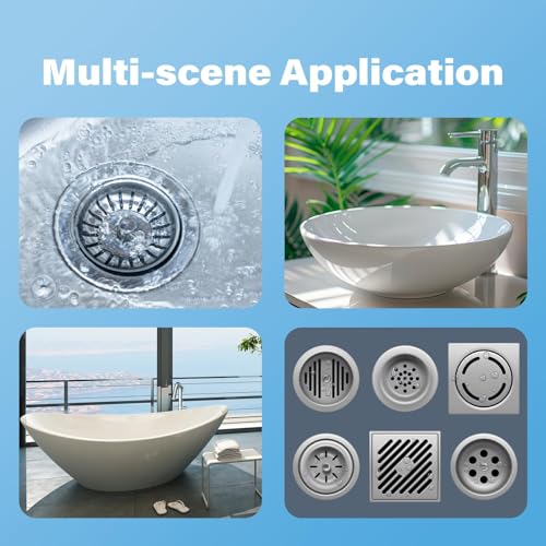 50 Disposable Shower Drain Mesh Stickers, Floor Drain Stickers, Sink Strainer Stickers, Hair Catcher, Hair Sewer Stickers for Bathroom, Laundry Room, Bathtub, Kitchen, Sink, and more.