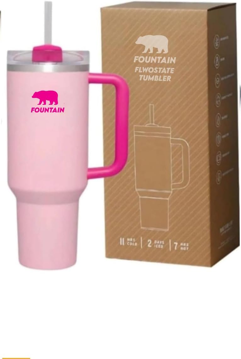 Fountain 40oz Stainless Steel Quencher H2.0 Vacuum Insulated Tumbler with Lid and Straw for Water, Iced Tea or Coffee, Smoothie (oud Cream)