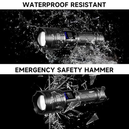 Rechargeable Flashlights High Lumens, 990000LM Powerful Tactical Flashlights, 5 Modes LED Flashlight Adjustable, Brightest Flashlight Waterproof, Handheld Flash Light for Emergencies, Camping, Hiking